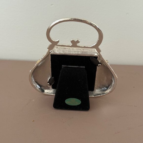 Purse Shaped Mini Photo Frame Rhinestone Accents Gold & Silver - Picture 3 of 4